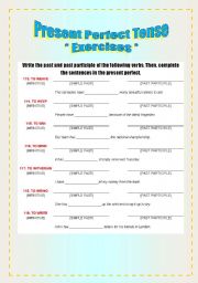 English Worksheet: Exercises - Verbs & Present Perfect [8/8]