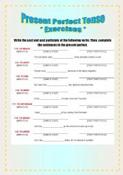 English worksheet: Exercises - Verbs & Present Perfect [8/8]