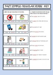 English Worksheet: Past simple of regular verbs KEY