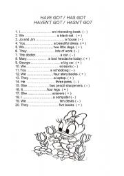 English Worksheet: Have Got/ Has Got