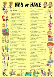 English Worksheet: Exercises on HAS & HAVE (Editable with Key)