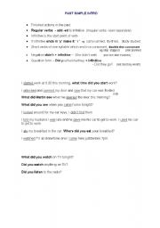 English worksheet: PAST SIMPLE - INTRODUCTION