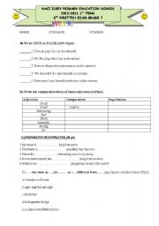English Worksheet: exam paper comparative superative