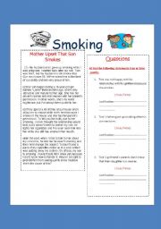 English Worksheet: smoking