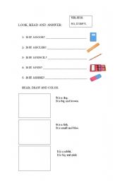 English worksheet: Read, draw and answer.