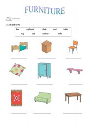 English Worksheet: FURNITURE,IS IT...?YES/NO QUESTIONS/IN  ON UNDER