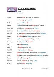 English worksheet: Voca Express_Unit 1