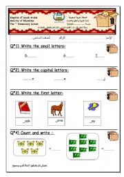 English worksheet: numbers & letters
