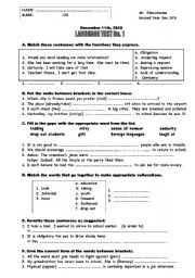 English Worksheet: test for 2nd year bac students using TICKET TO ENGLISH in Morocco.First term