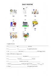 English worksheet: DAILY ROUTINE