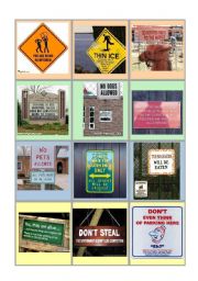 English Worksheet: FUNNY SIGNS DISCUSSION CARDS