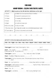 English Worksheet: at the travel agency