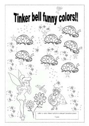 English Worksheet: Tinker bell funny colors.