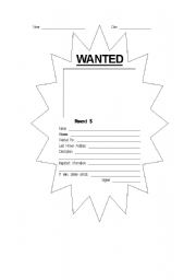 English worksheet: Wanted Ad