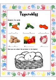 English Worksheet: Vegetables - Complete the words 