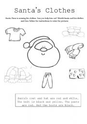 English Worksheet: Santas Clothes