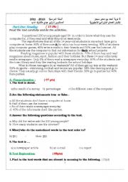 English Worksheet: First Tem Final Exam 1AS