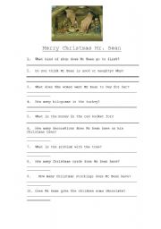 English Worksheet: Merry Christmas Mr Bean video questions