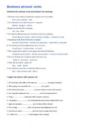 English Worksheet: BUSINESS PHRASAL VERBS