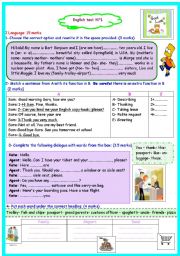 English Worksheet: 7th form full term test n 1