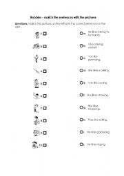 English Worksheet: Matching sentences to pictures