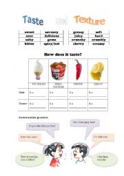 English Worksheet: Taste and texture