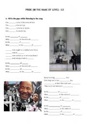English Worksheet: pride (in the name of love)