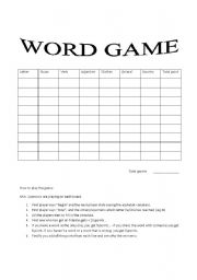English Worksheet: Word game