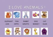 English worksheet: I LOVE ANIMALS