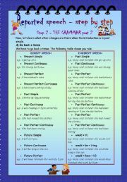 English Worksheet: Reported Speech - step by step * Step 2 * Grammar  * part 2