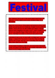 English Worksheet: A paragraph about a festival