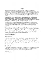 English Worksheet: prudence