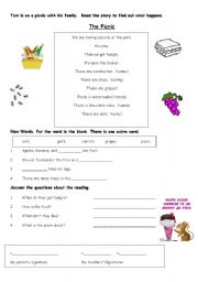 English Worksheet: the picnic