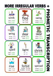 English Worksheet: Set9: Irregular verbs cards + phonetic transcription