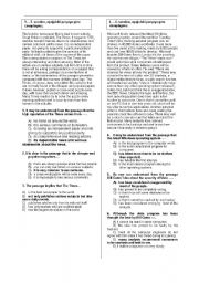 English Worksheet: Reading Paragraphs