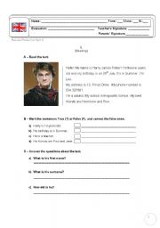 Harry Potter Worksheet