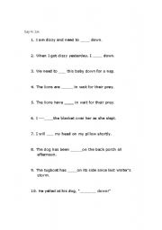 English Worksheet: Lay Lie