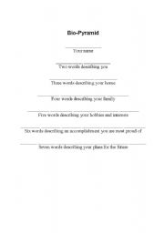 English Worksheet: Bio Poem