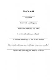 English Worksheet: Bio Poem