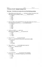 English worksheet: Multiple Meaning Words