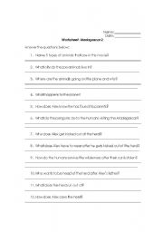 English worksheet: Madagascar 2 Worksheer