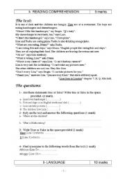 English Worksheet: the restaurant