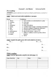 English Worksheet: art shows