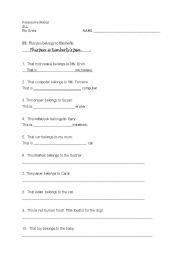 English Worksheet: Possessive Nouns