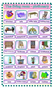 English Worksheet: The living room - pictionary