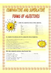 English Worksheet: COMPARATIVES AND SUPERLATIVES OF ADJECTIVES