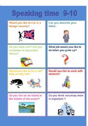 English Worksheet: Speaking time 9