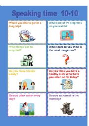 English Worksheet: Speaking time 10