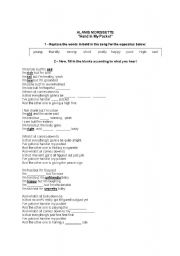 English worksheet: Alanis Morissette - Hand in my Pocket