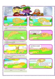 English Worksheet: Past Simple (The Lazy Lion) Comics